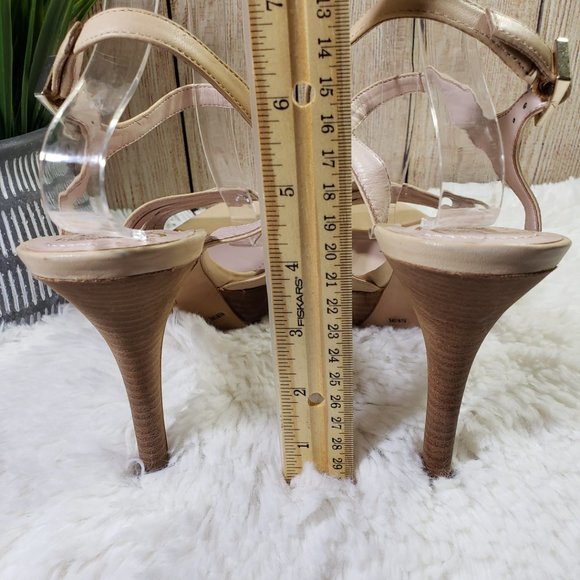 VINCE CAMUTO Women's Size 9.5 Wide Beige Ankle Strap, Open Toe Heels - Picture 6 of 14